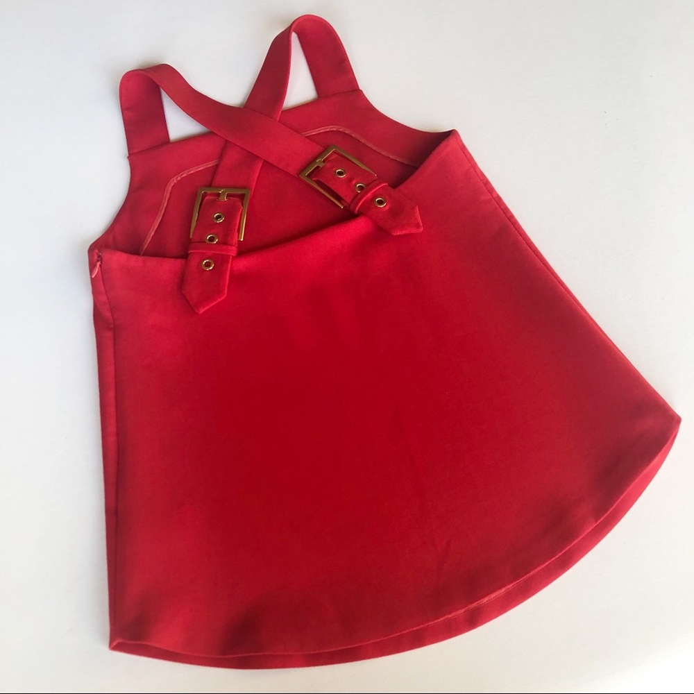 Rachel Zoe Mod Red Buckle Ponte Tank Top